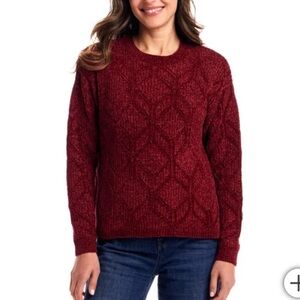 Weatherproof Vintage Women's Chenille Crewneck Sweater - Red - Small